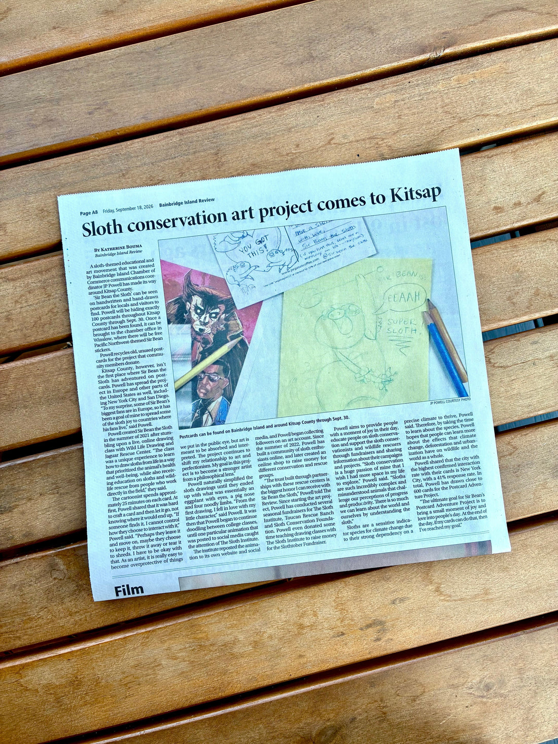 Sir Bean's Postcard Adventure Makes Headlines in Local, Small Town Newspaper!