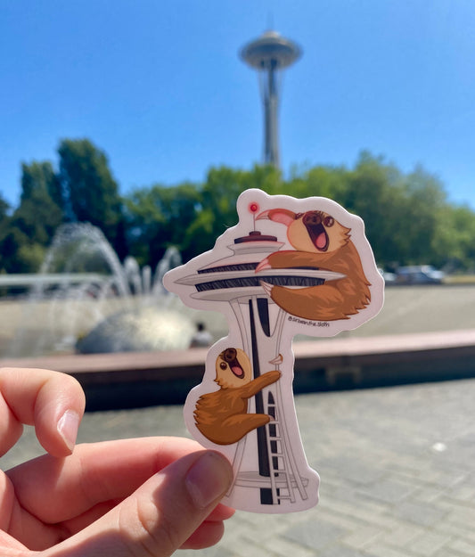 Seattle, WA - Sneedle Bean (Space Needle) Vinyl Sticker (Weather-Proof!)