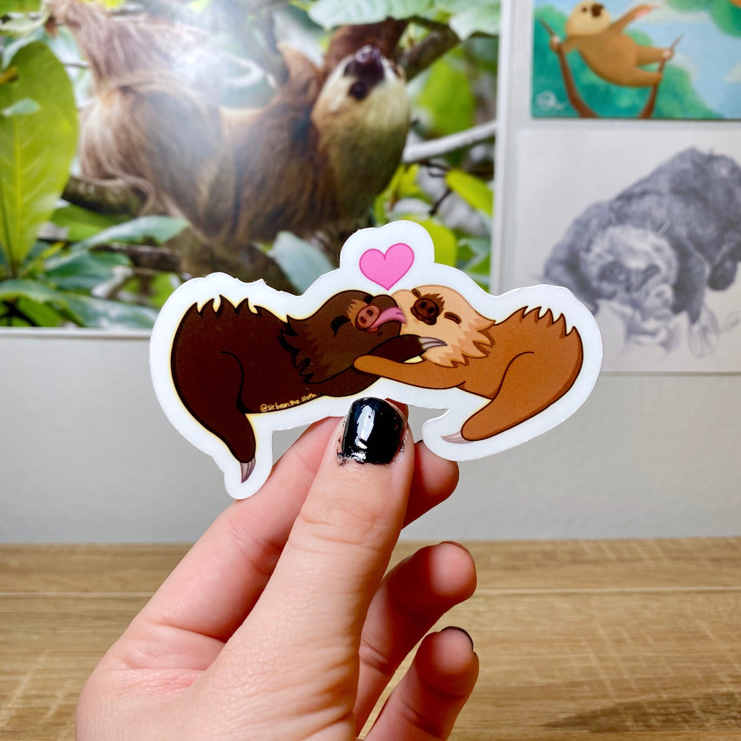 Sir Bean & Fuzzy Potato Sloth Kissies Vinyl Sticker