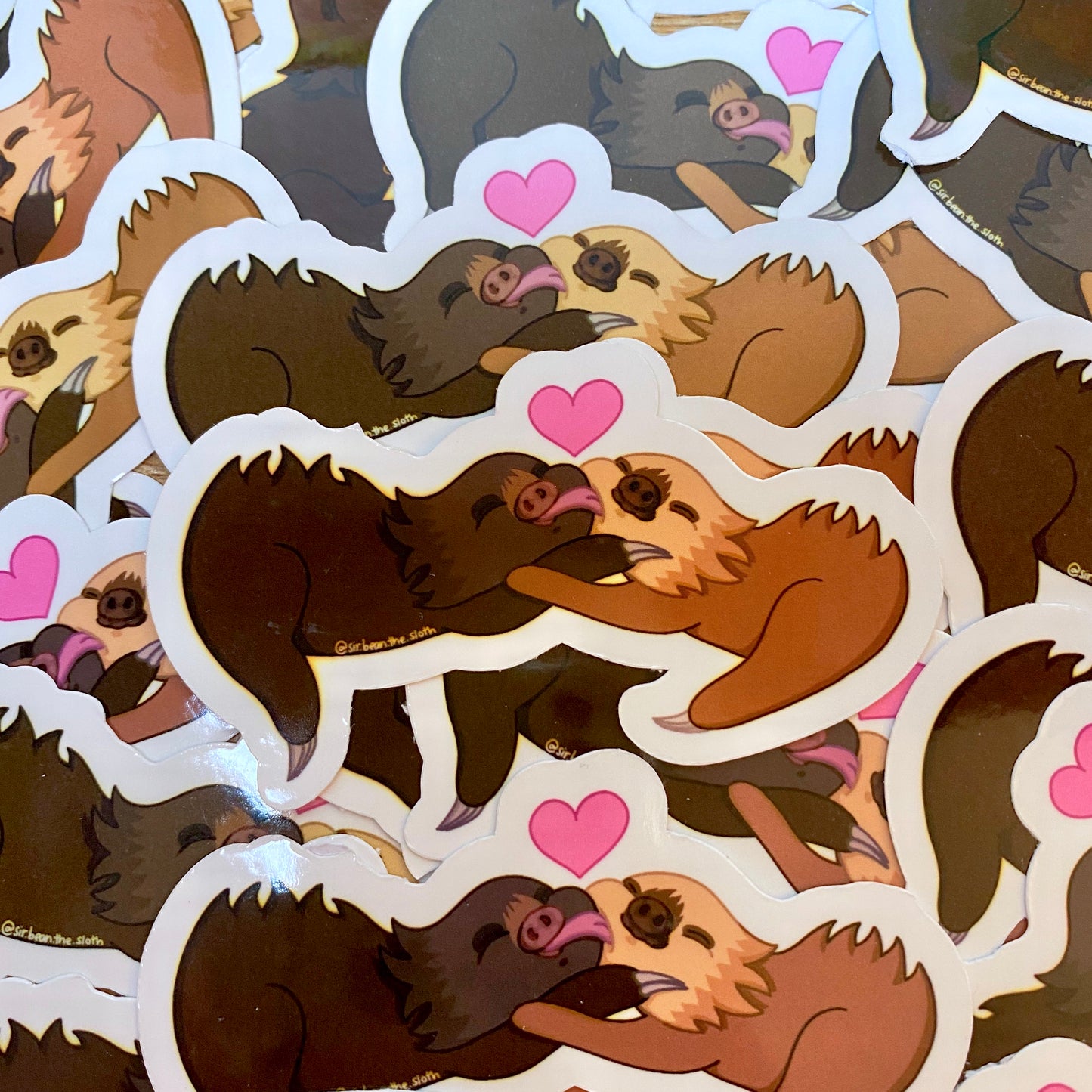 Sir Bean & Fuzzy Potato Sloth Kissies Vinyl Sticker