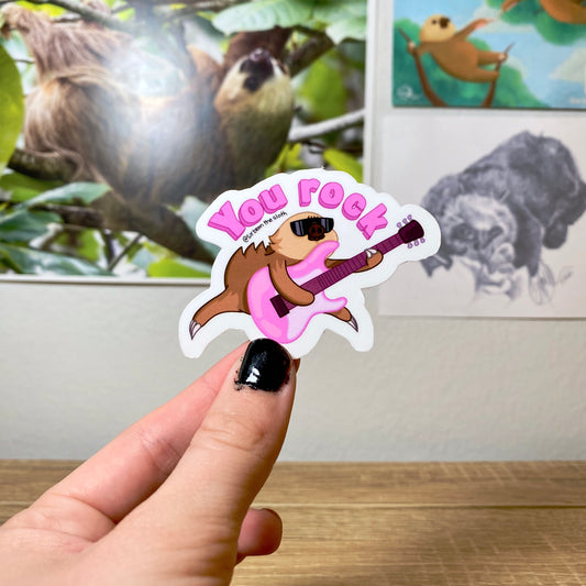 "You Rock!" Rockstar Sloth Affirmation Vinyl Sticker