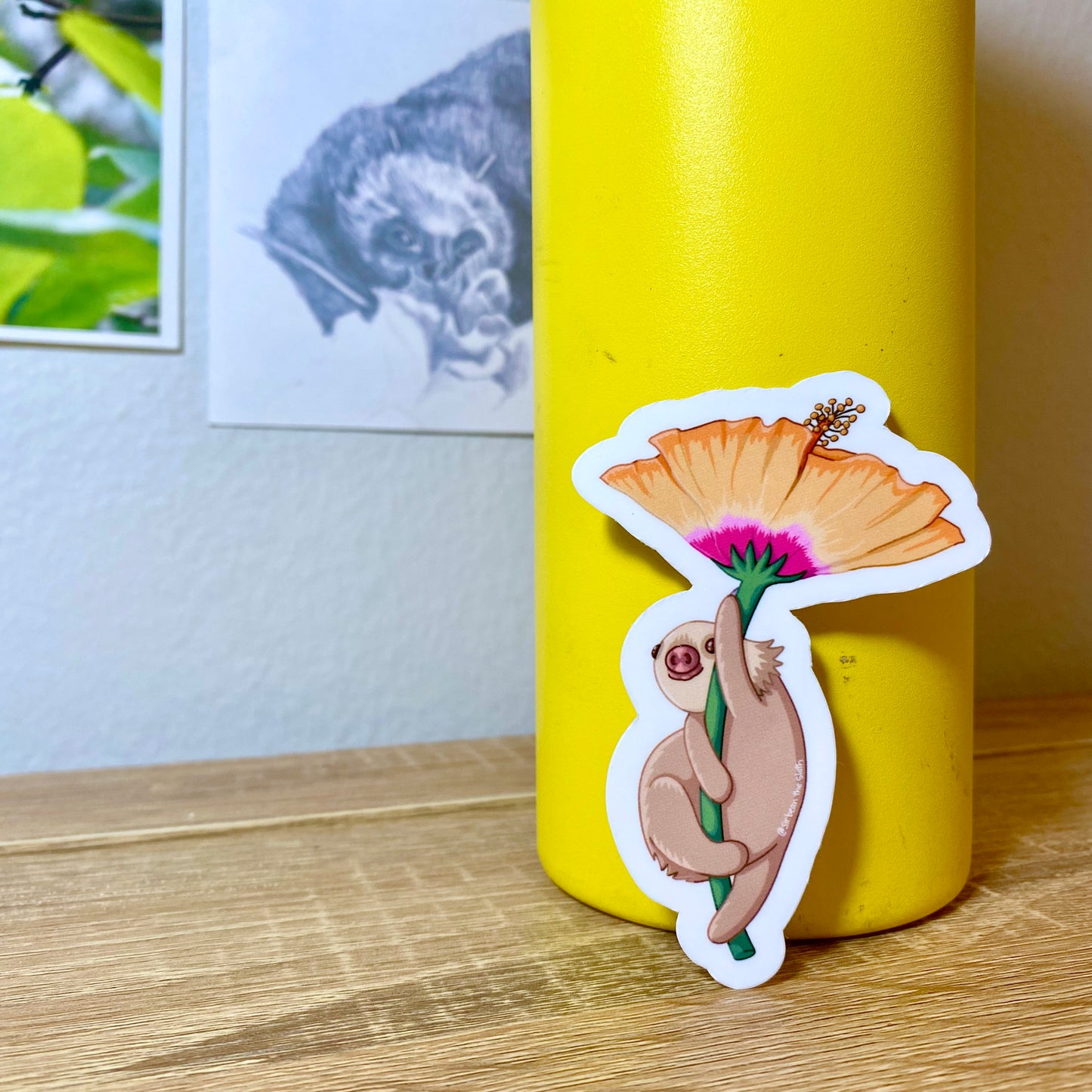 Tyrone the Sloth Hibiscus Vinyl Stickers