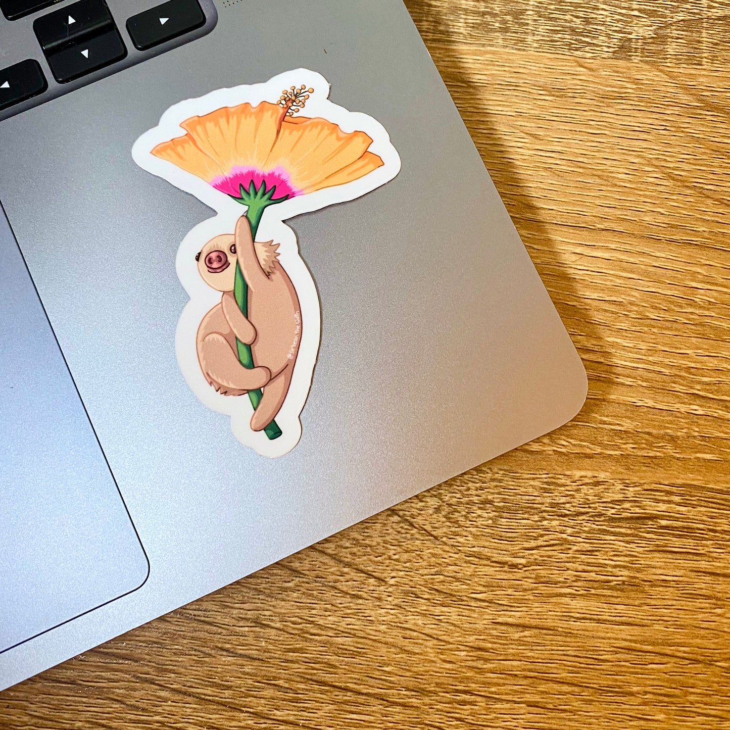 Tyrone the Sloth Hibiscus Vinyl Stickers