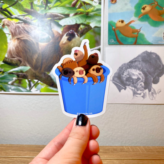 Bucket of Sloths Vinyl Stickers