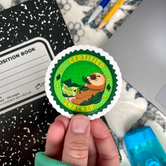 CERTIFIED SNACKER Sir Bean Badge Vinyl Sticker