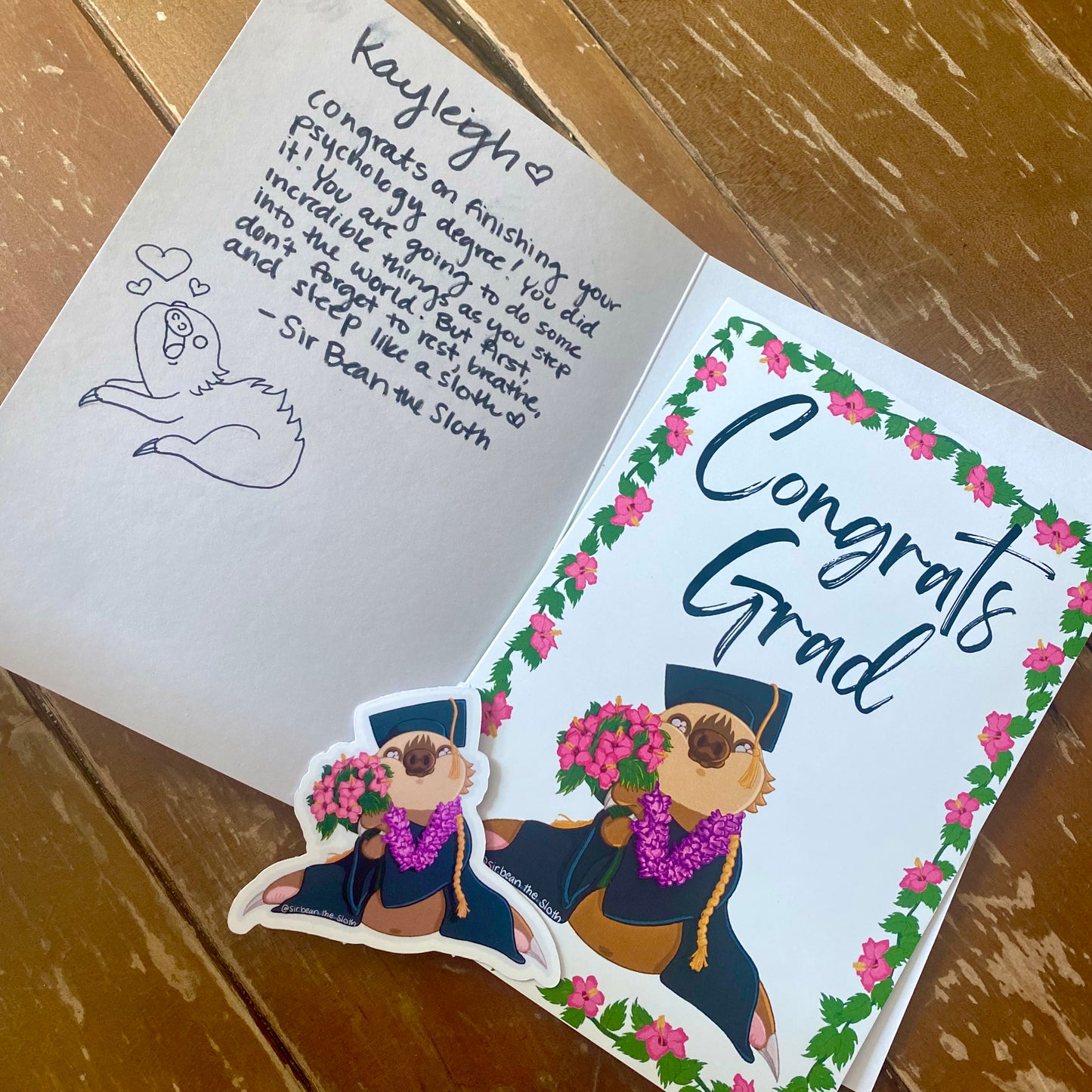 "Congrats Grad" Graduation Bean Card + Signed Sir Bean Letter! + Grad Bean Sticker!